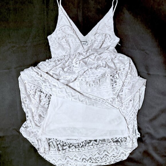 Bebe White Lace Maxi Dress – Spaghetti Straps – Boho Romantic Style - Size 0 - Picture 4 of 11
